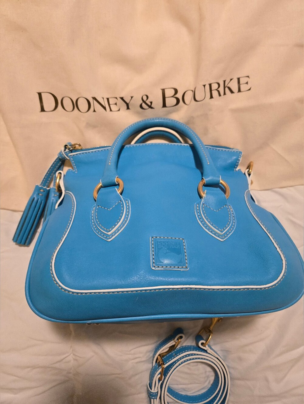 Dooney & Bourke Sky Blue Florentine Leather Savannah Satchel - New